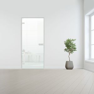 Glazen binnendeur voor opdek kozijn aluminium beslag-Linksdraaiend-Satijn gehard melkglas incl. sparingen - 8 mm