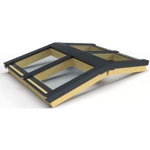 Zelfbouw lichtstraat 4 vak zadeldak 1810x2100mm-Antraciet gelijkend RAL 7016-Gelaagd dubbel glas HR++ 6-13-44.2