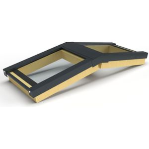 Zelfbouw lichtstraat 2 vak zadeldak 785x1920mm-Gelaagd dubbel glas HR++ 6-13-44.2-Zwart gelijkend RAL 9005