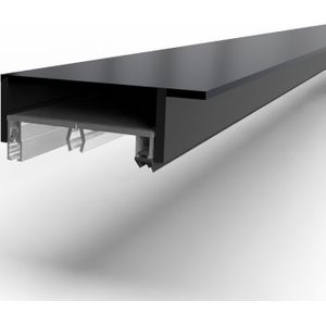 Profielset bovenzijde: klemprofiel met afdekkap en rubbers-2000 mm-Zwart structuur RAL 9005-Vullat voor enkel glas gelaagd