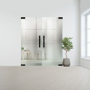 Glazen dubbele binnendeur zonder kozijn zwart beslag-Crepi gehard veiligheidsglas incl. sparingen - 10 mm