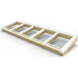 Zelfbouw lichtstraat 5 vak lessenaarsdak 3750x1000mm-Gelaagd dubbel glas HR++ 6-13-44.2-Vrijstaand-Wit gelijkend RAL 9010