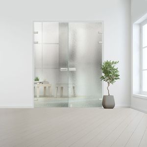 Glazen dubbele binnendeur XL voor stomp kozijn RVS beslag-Crepi gehard veiligheidsglas incl. sparingen - 10 mm