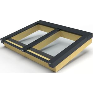 Zelfbouw lichtstraat 2 vak lessenaarsdak 1500x1000mm-BENG Vacuümglas (13,06 mm)-Muurplaatsing met muuraansluitprofiel-Wit gelijkend RAL 9010