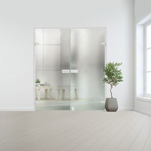 Glazen dubbele binnendeur voor opdek kozijn aluminium beslag-Crepi gehard veiligheidsglas incl. sparingen - 8 mm