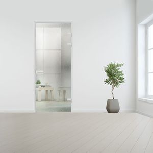 Glazen binnendeur XL voor opdek kozijn aluminium beslag-Crepi gehard veiligheidsglas incl. sparingen - 10 mm-Rechtsdraaiend