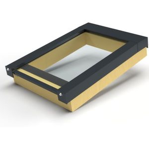 Lichtstraat 1 vak lessenaarsdak 785x1000mm-Gelaagd enkel glas 44.2-Muurplaatsing met muuraansluitprofiel-Antraciet gelijkend RAL 7016