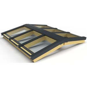 Zelfbouw lichtstraat 6 vak zadeldak 2680x2100mm-Gelaagd zonwerend glas ZHR++ 6-13-44.2-Antraciet gelijkend RAL 7016