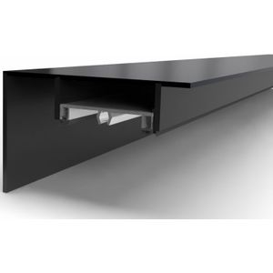 Profielset achter vrijstaand: klemprofiel met beglazingsrubber afdekkap-4500 mm-Zwart structuur RAL 9005-Geen vullat