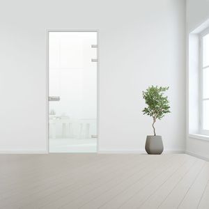Glazen binnendeur voor stomp kozijn RVS beslag-Rechtsdraaiend-Satijn gehard melkglas incl. sparingen - 8 mm