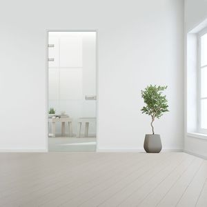 Glazen binnendeur XL voor stomp kozijn RVS beslag-Blank gehard veiligheidsglas incl. sparingen - 10 mm-Linksdraaiend