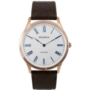 Prisma Ultra Plat Herenhorloge Edelstaal Saffier 42mm