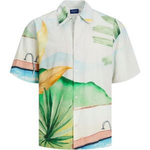 Jack & Jones Hemd Kurzarmhemd LANDSCAPE SHIRT mit Kentkragen, Knopfleiste und All-Over-Print