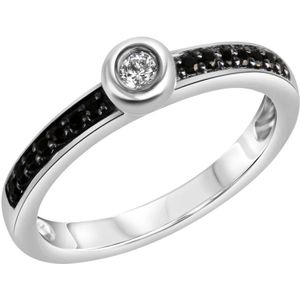 Celesta Silber Ring 925 Silber rhodiniert mit Zirkonia weiß und schwarz