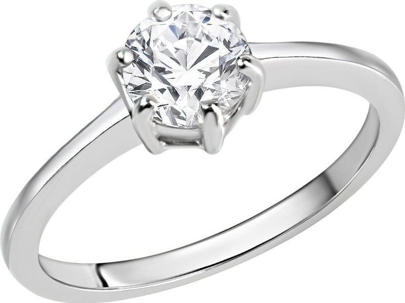 Zeeme Silber Ring Silber 925 rhodiniert mit weißem Zirkonia-Stein