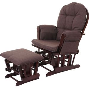 Relaxsessel MCW-C76, Schaukelstuhl Sessel Schwingstuhl mit Hocker ~ Stoff/Textil, braun, Gestell braun