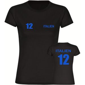 multifanshop Damen T-Shirt - Italien - Trikot Nummer 12 - Druck blau - Frauen