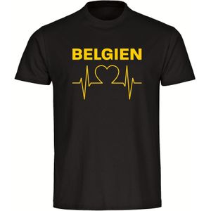 multifanshop Herren T-Shirt - Belgien - Herzschlag - Druck gelb - Männer