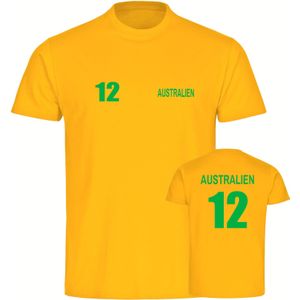 multifanshop Kinder T-Shirt - Australien - Trikot Nummer 12 - Druck grün - Kind