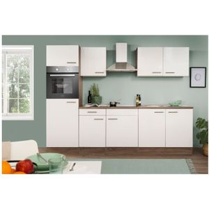 Respekta Küchenzeile KB270EYW 270 cm Weiß-Eiche York Nachbildung