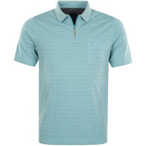 Hajo Shirt Gestreiftes Kurzarm-Poloshirt Softknit mit verdecktem Reißverschluss und Brusttasche in Regular Fit