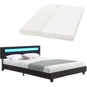 Juskys Polsterbett Paris 180 x 200 cm Doppelbett in schwarz mit Kaltschaummatratze