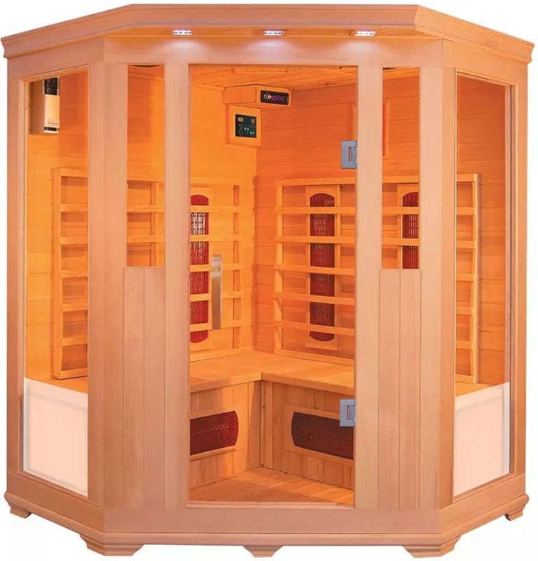PureHaven Infrarotkabine 150x150x60x120x60 cm aus Hemlock Holz - versch. Ausführungen