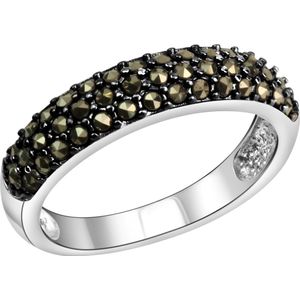 Zeeme Gemstones Ring Silber 925 rhodiniert mit 43 Markasit-Steinen
