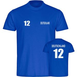 multifanshop Herren T-Shirt - Deutschland - Trikot Nummer 12 - Druck weiß - Männer