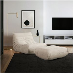HOME DELUXE Relaxsessel mit Hocker CHILL - versch. Ausführungen - Beige