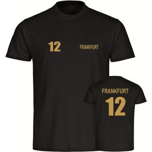 multifanshop Herren T-Shirt - Frankfurt - Trikot Nummer 12 gold - Druck gold metallic - Männer