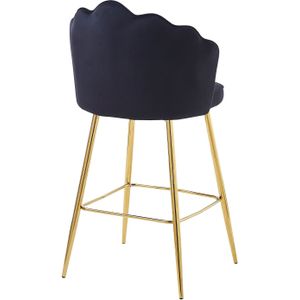 Barhocker Muscheldesign 2er Set aus Samt Schwarz Tresen Hocker Sitzhocker