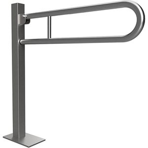 Brillantbad BELP Stützklappgriff in U-Form Bodenmontage Edelstahl gebürstet mit Abdeckung 153x870x933 mm, 120 kg Traglast für Bad & WC >> zum Bohren