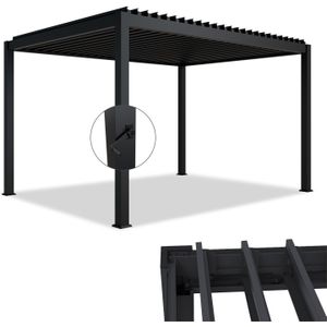Juskys Lamellendach Tahiti 3x4 m - Stahl Pergola - Terrassenüberdachung stabil - Anthrazit