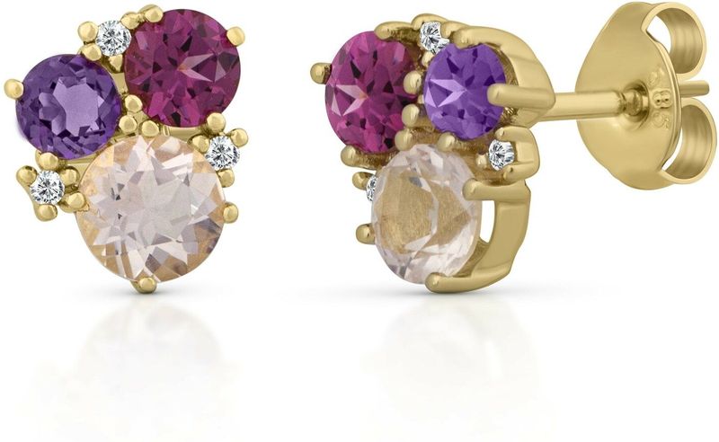 Orolino Ohrringe Gold 585 mit Amethyst Rosaquartz und Brillant