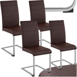 tectake® Set Schwingstuhl, gepolstert mit Kunstlederbezug, flaches Stahlgestell in C-Form, 41 x 52 x 99 cm