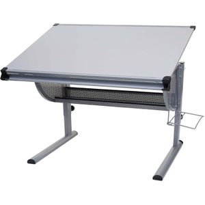 Kinder-/Jugend-Schreibtisch Schülerschreibtisch Bürotisch Preston, höhenverstellbar, neigbar ~ grau