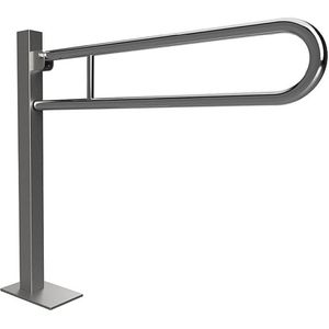 Brillantbad BELP Stützklappgriff in U-Form Bodenmontage Edelstahl poliert mit Abdeckung 153x870x975 mm, 120 kg Traglast für Bad & WC >> zum Bohren