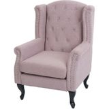 Sessel Chesterfield Oxford, Relaxsessel Clubsessel Ohrensessel, wasserabweisend Stoff/Textil ~ hellrosa ohne Ottomane