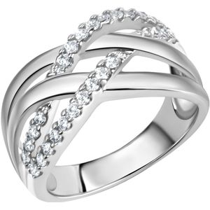 Zeeme Silber Ring Silber 925 rhodiniert mit Zirkonia weiß
