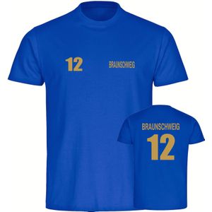 multifanshop Herren T-Shirt - Braunschweig - Trikot Nummer 12 gold - Druck gold metallic - Männer