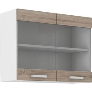 Küchen Glashängeschrank 80 cm für das Modell „Dave 240 Eiche Sonoma Trüffel“