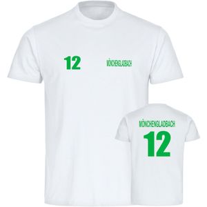 multifanshop Herren T-Shirt - Mönchengladbach - Trikot Nummer 12 - Druck grün - Männer