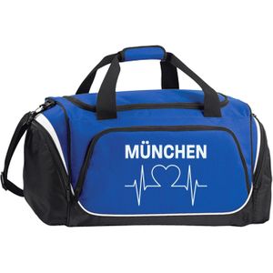 multifanshop Sporttasche - München blau - Herzschlag - Druck weiß - Tasche