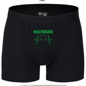 multifanshop Herren Boxer Short - Wolfsburg - Herzschlag - Druck grün - Unterwäsche