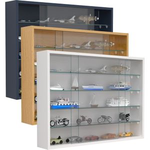 VCM Glasvitrine hängend  Vitrine Glas mit ESG-Sicherheitsglas  Maße ca. H. 55 x B. 75 x T. 12 cm  Hängevitrine Glas  Modern und platzsparend  Glas Vitrinenschrank - Drivalo L