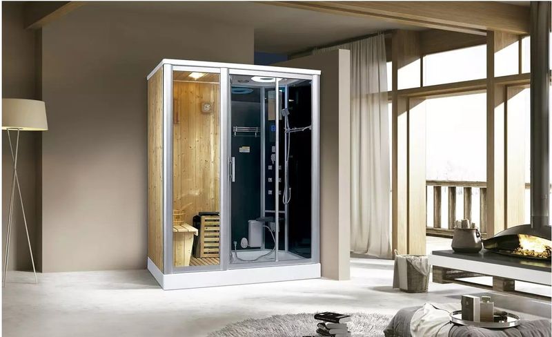 PureHaven Luxus 2in1 Finnische Sauna und Dampfdusche 170x100 cm für 2 Personen