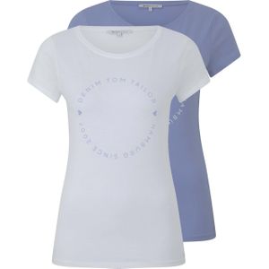Tom Tailor Shirt Basic-T-Shirt im 2-Pack mit Rundhalsausschnitt und Logo-Print in Loose Fit