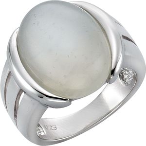 Zeeme Gemstones Ring Silber 925 rhodiniert mit echtem Mondstein 16x12mm