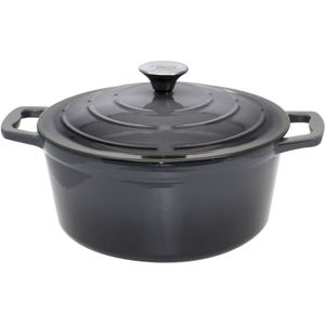 Runder Bräter 26 cm Gusseisen, grau